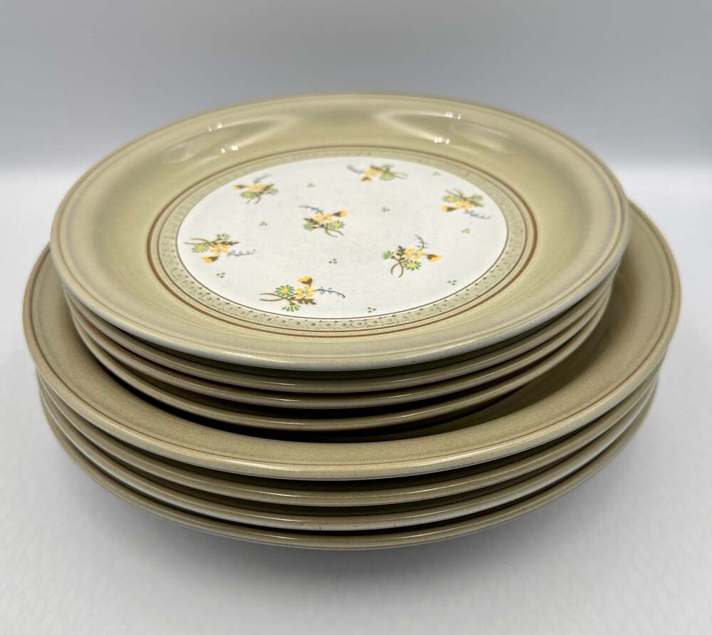 DENBY England Fine Stoneware Pottery VERONA Dinner & Salad 8pc Plate Set
